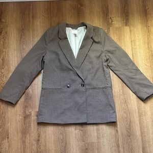 H&M Brown Houndstooth Oversized Blazer